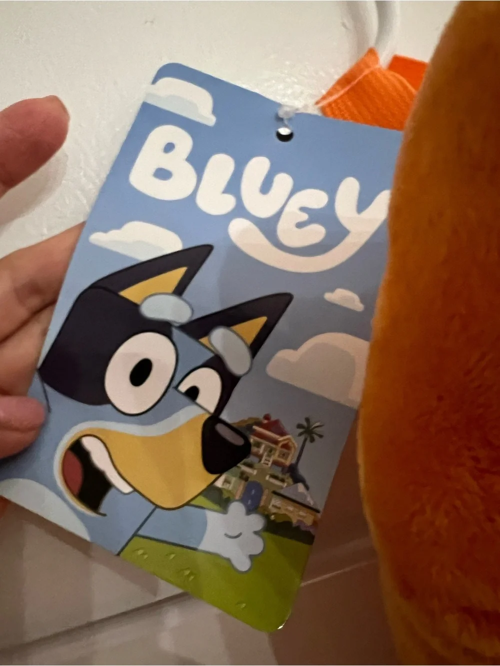 Bluey Orange Plush Character bag with Blue Tag